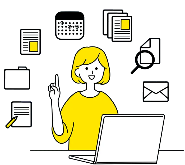 解決提案をする女性のイラスト